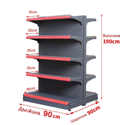 Островен стелаж - Основен/ / включва 2 брой крак/колона 190/90 см СИВ/RAL7012