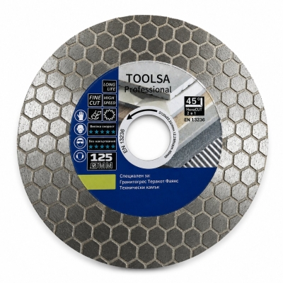 Диамантен диск за рязане и шлайфане 45°/ герунг TOOLSA Professional HexaCut/пчелна пита  125мм
