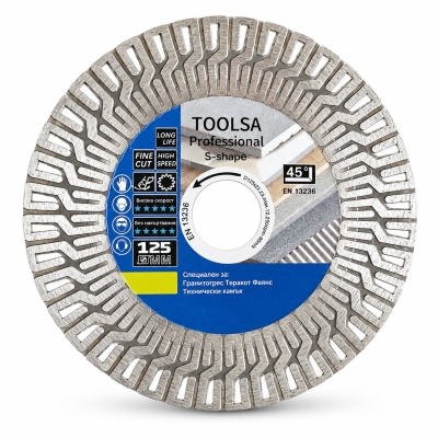 Диамантен диск за рязане и шлайфане 45°/герунг  TOOLSA Professional S-Shape 125