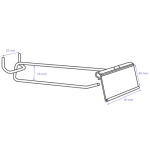 Двойна кука за стелаж, с етикетник  - 25 см